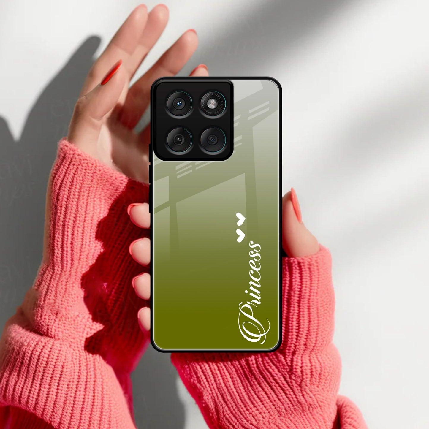 Customize Name Gradient Glass Case Cover  Mint Green For Motorola