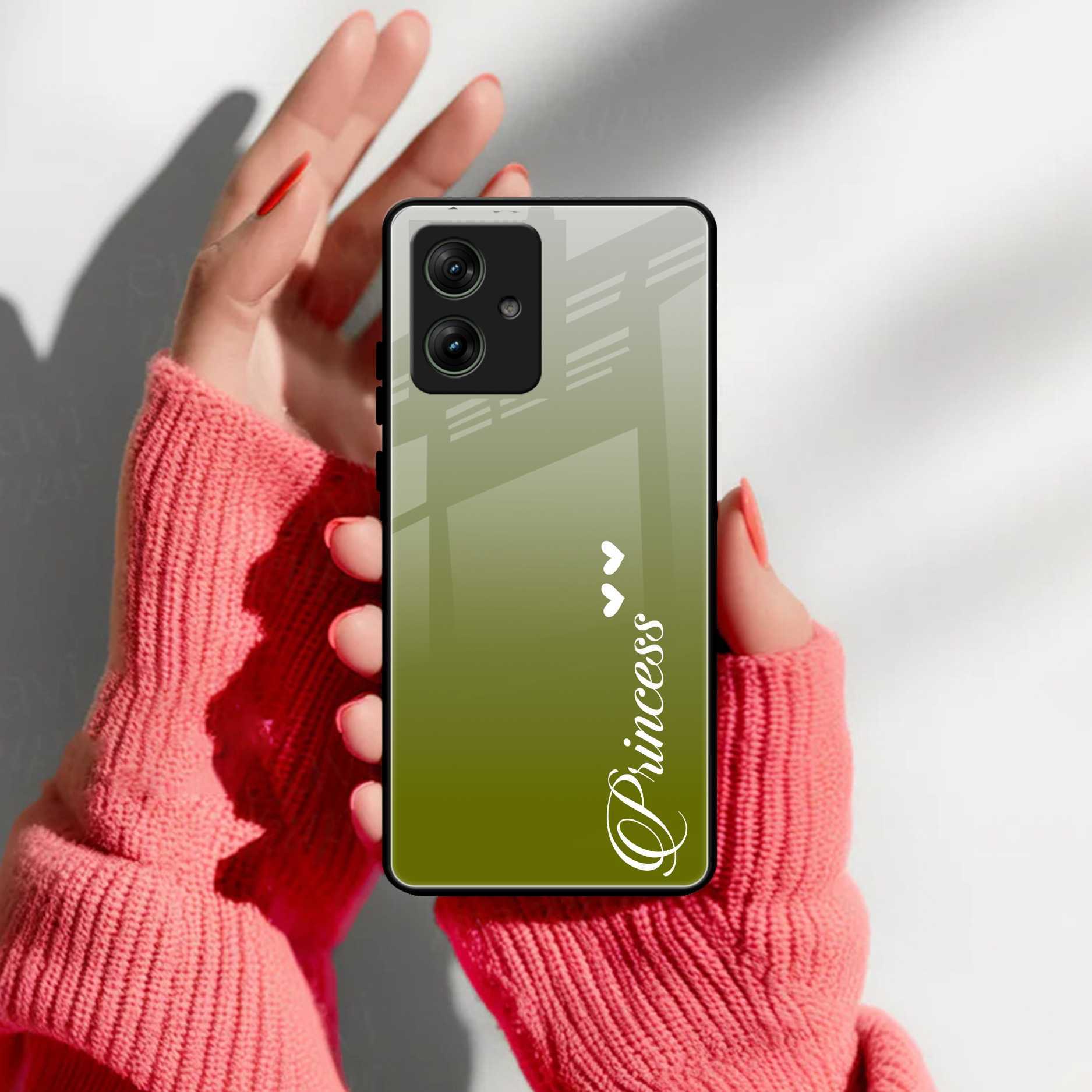 Customize Name Gradient Glass Case Cover  Mint Green For Motorola
