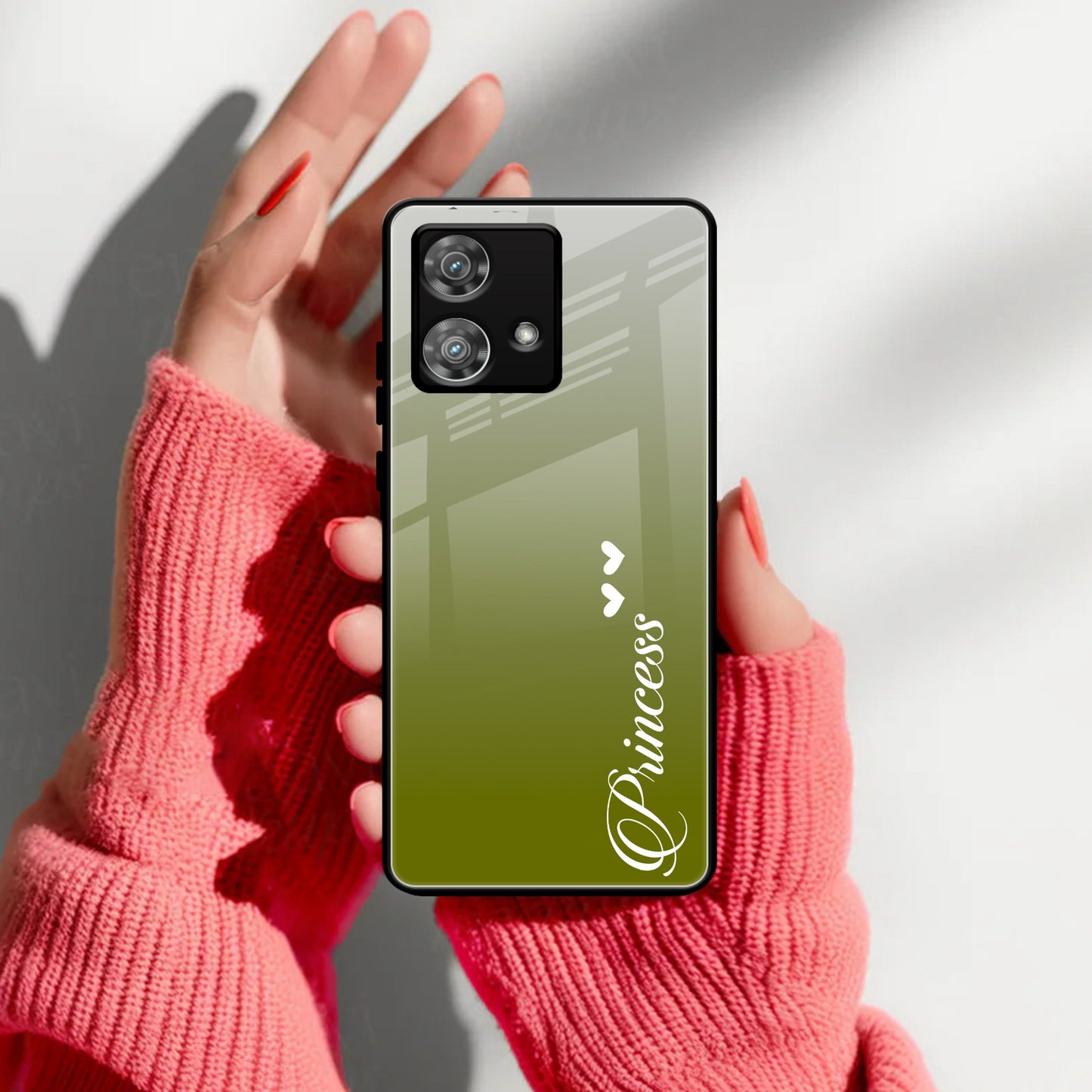 Customize Name Gradient Glass Case Cover  Mint Green For Motorola