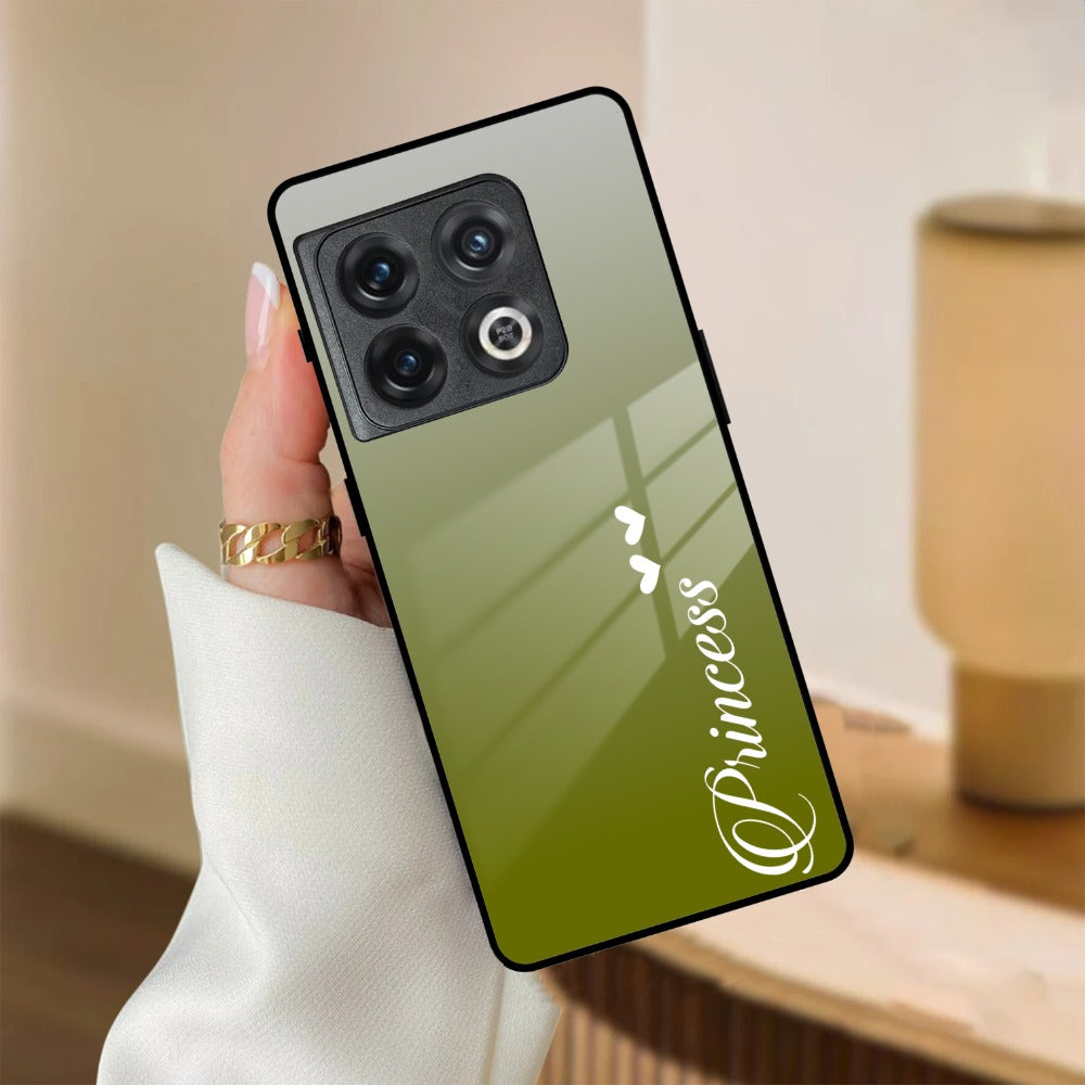Customize Name Gradient Glass Case Cover Mint Green For OnePlus