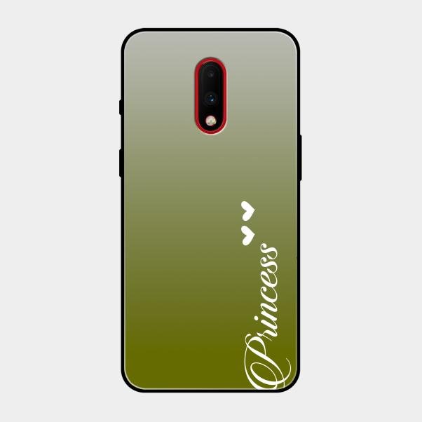 Customize Name Gradient Glass Case Cover Mint Green For Oneplus 7