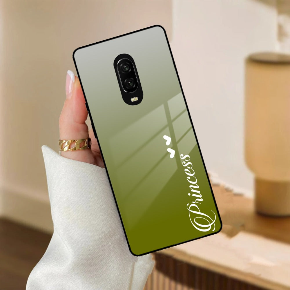 Customize Name Gradient Glass Case Cover Mint Green For OnePlus
