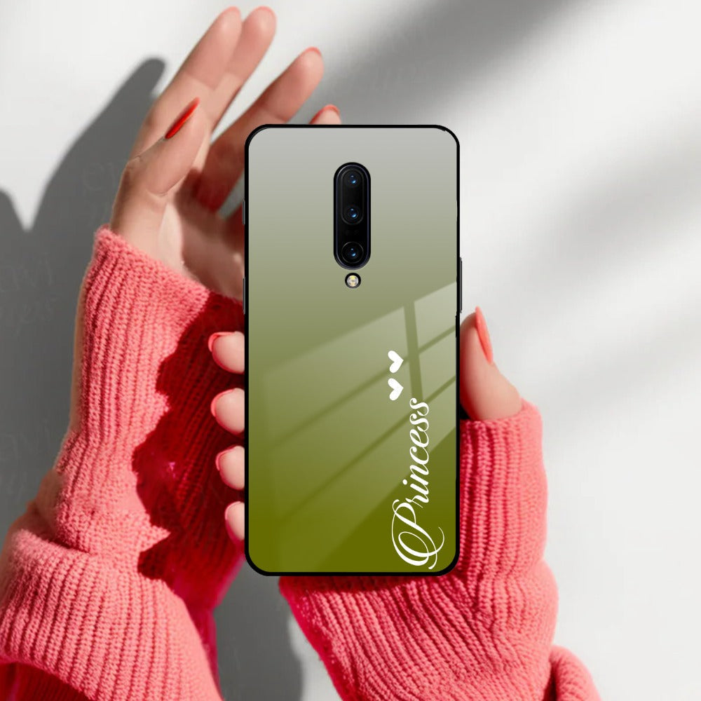 Customize Name Gradient Glass Case Cover Mint Green For OnePlus