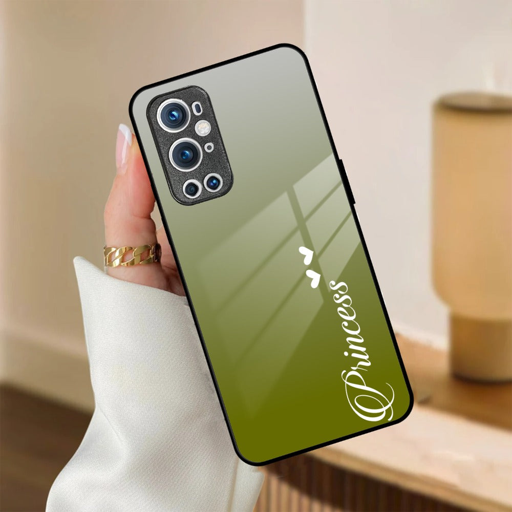 Customize Name Gradient Glass Case Cover Mint Green For OnePlus