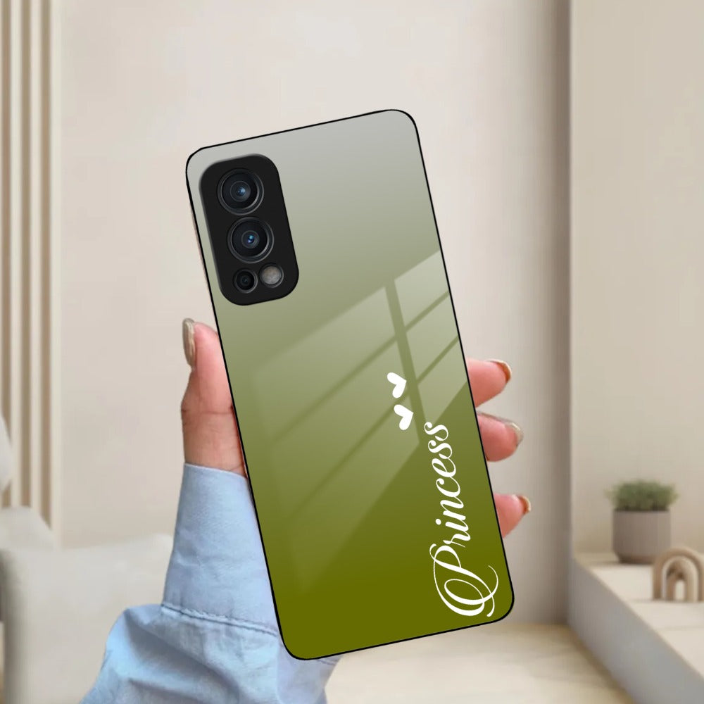Customize Name Gradient Glass Case Cover Mint Green For OnePlus