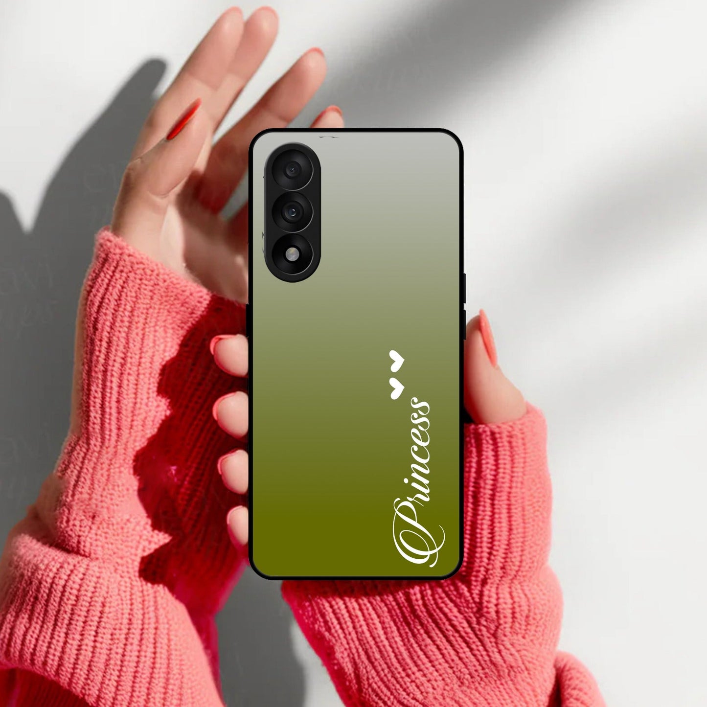 Customize Name Gradient Glass Case Cover Mint Green For OnePlus