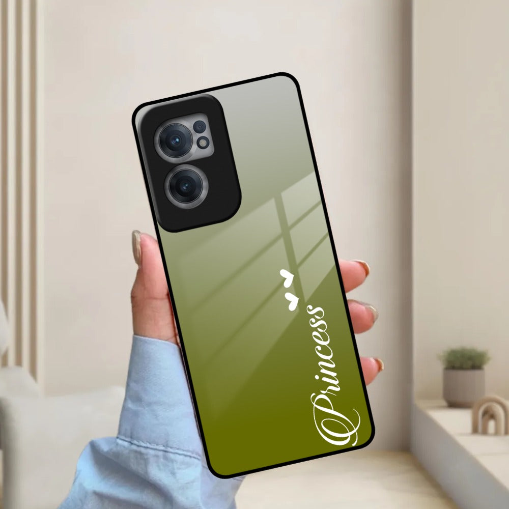 Customize Name Gradient Glass Case Cover Mint Green For OnePlus