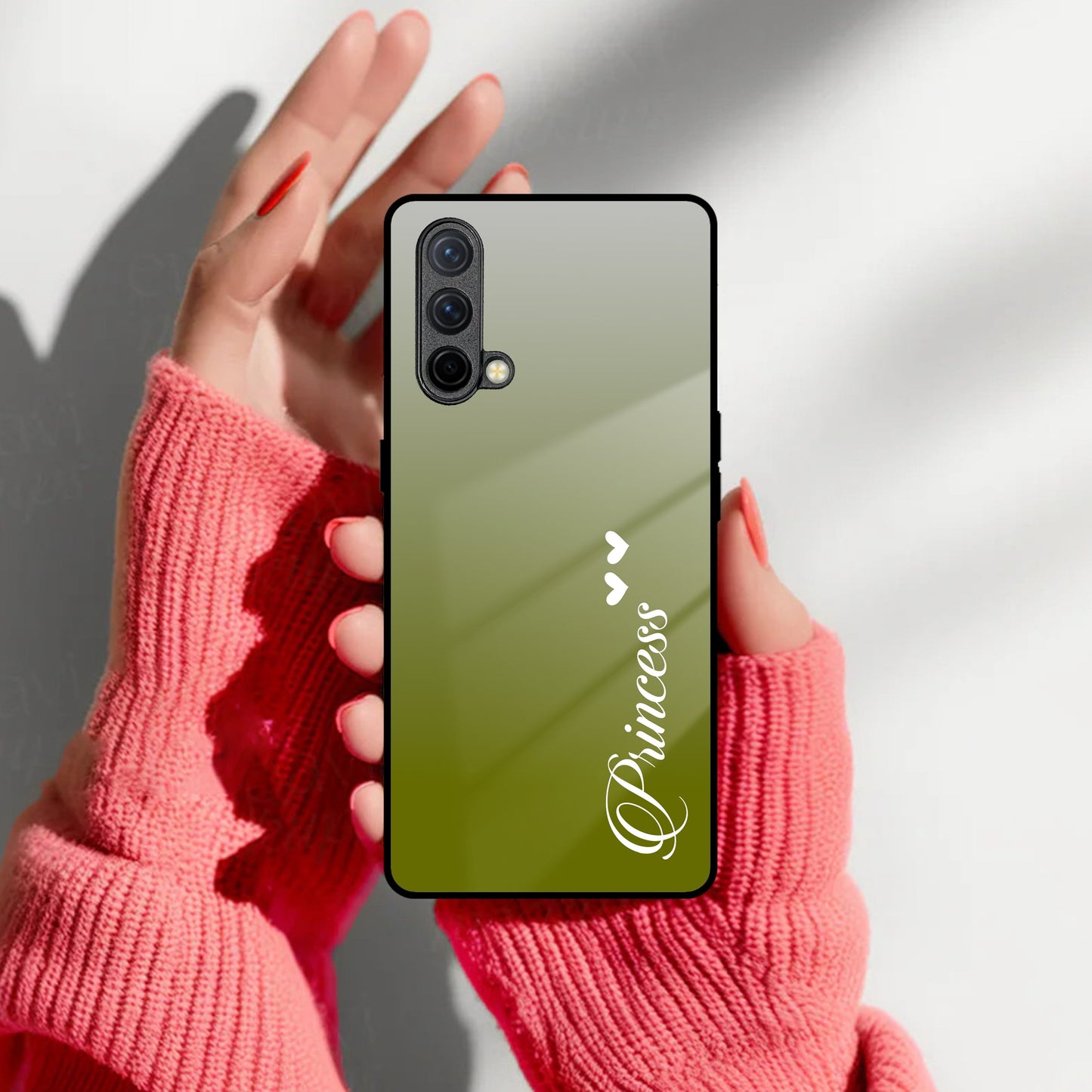 Customize Name Gradient Glass Case Cover Mint Green For OnePlus