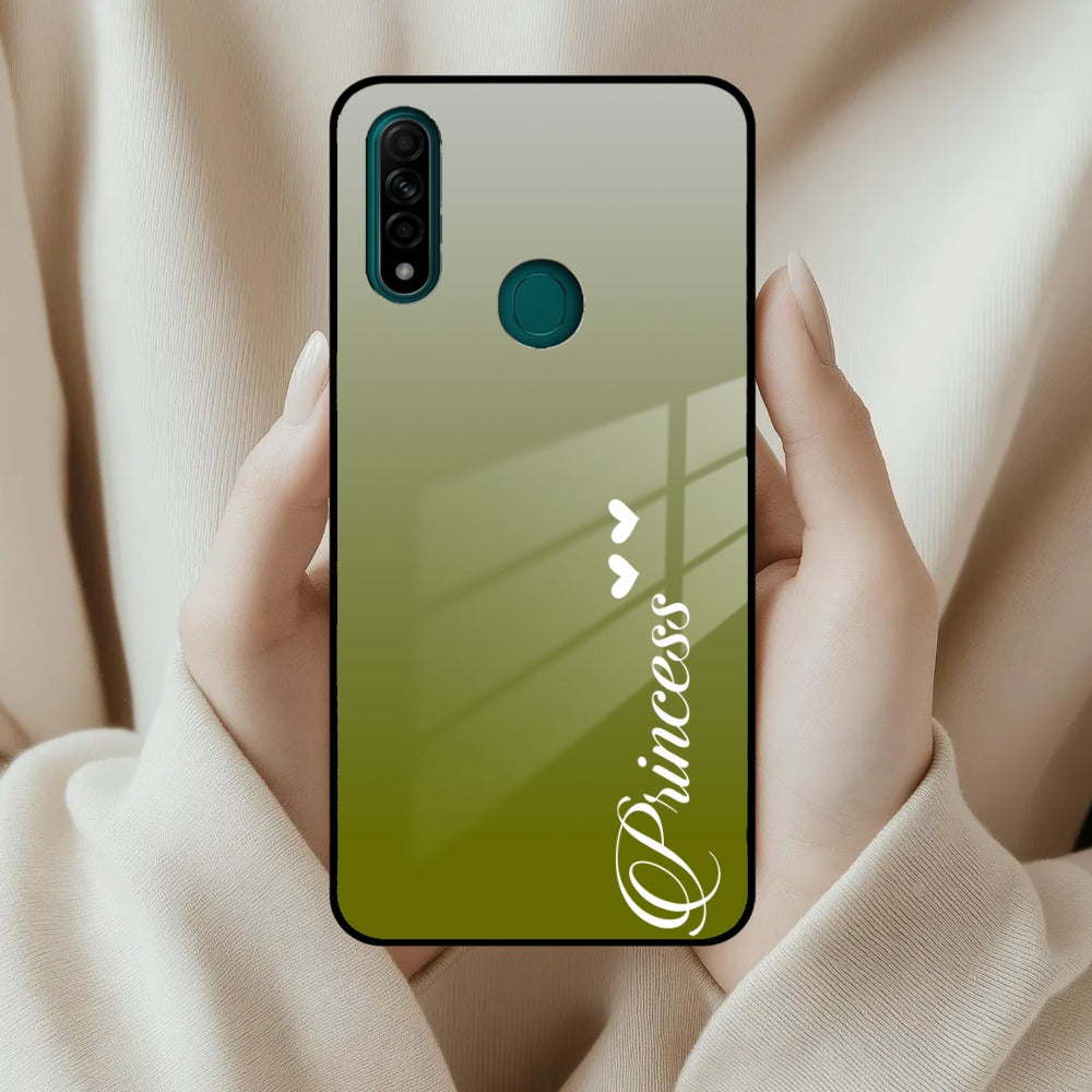 Customize Name Gradient Glass Case Cover Mint Green For Oppo