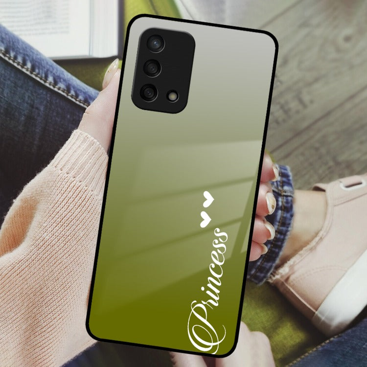 Customize Name Gradient Glass Case Cover Mint Green For Oppo