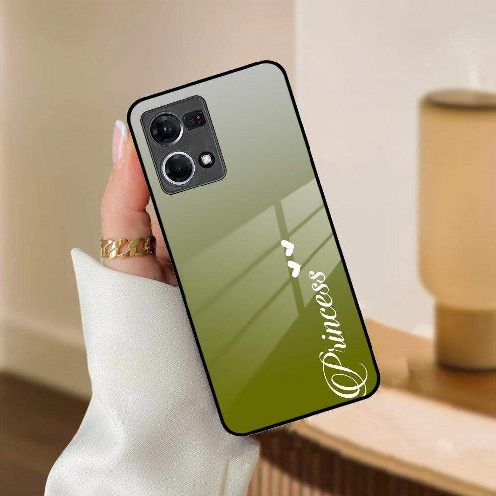 Customize Name Gradient Glass Case Cover Mint Green For Oppo