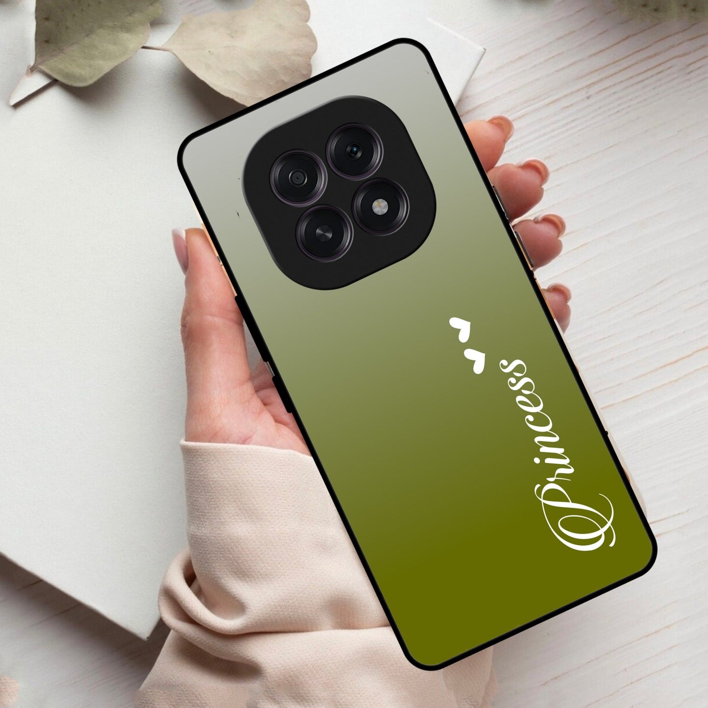 Customize Name Gradient Glass Case Cover Mint Green For Oppo