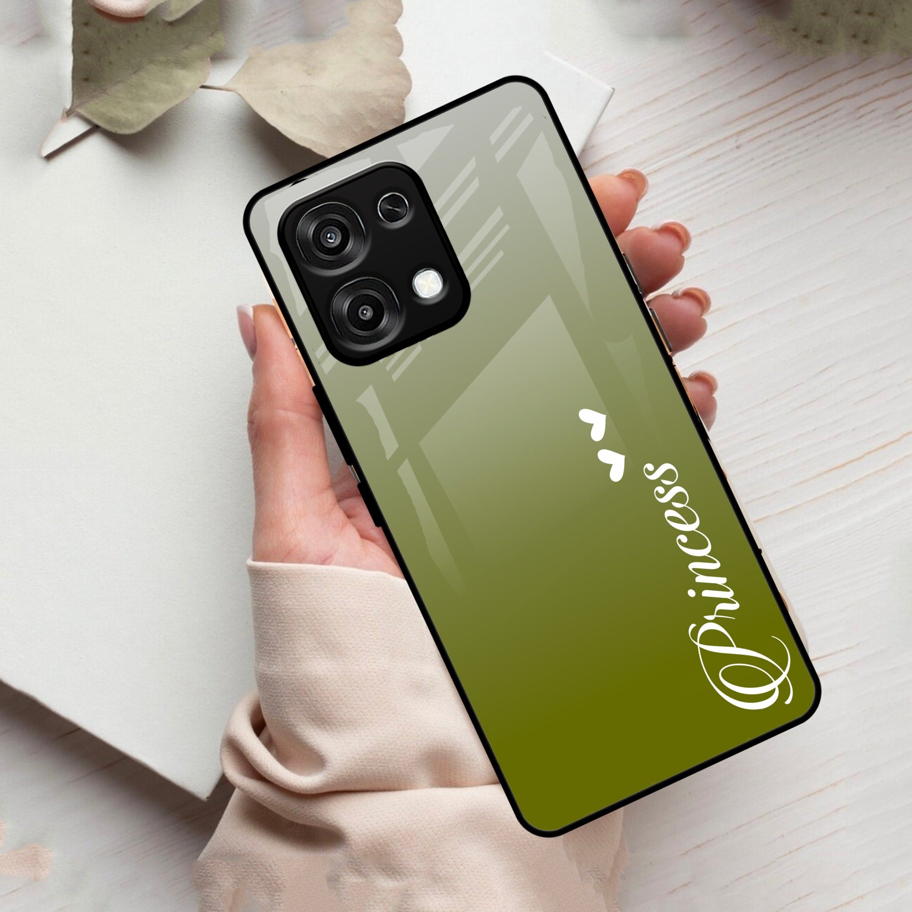 Customize Name Gradient Glass Case Cover Mint Green For Oppo