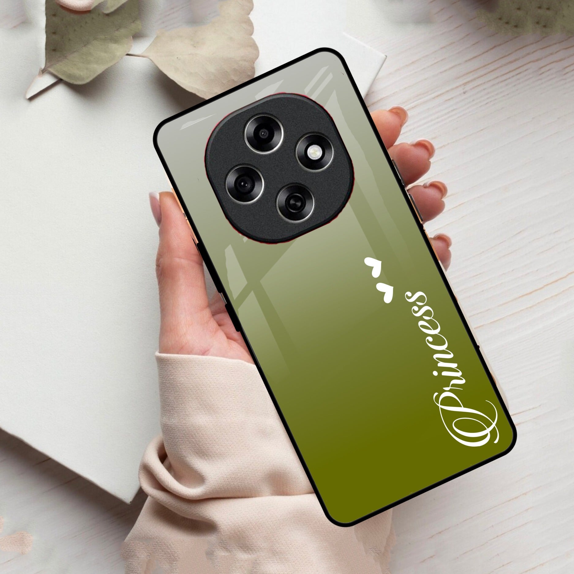 Customize Name Gradient Glass Case Cover Mint Green For Oppo