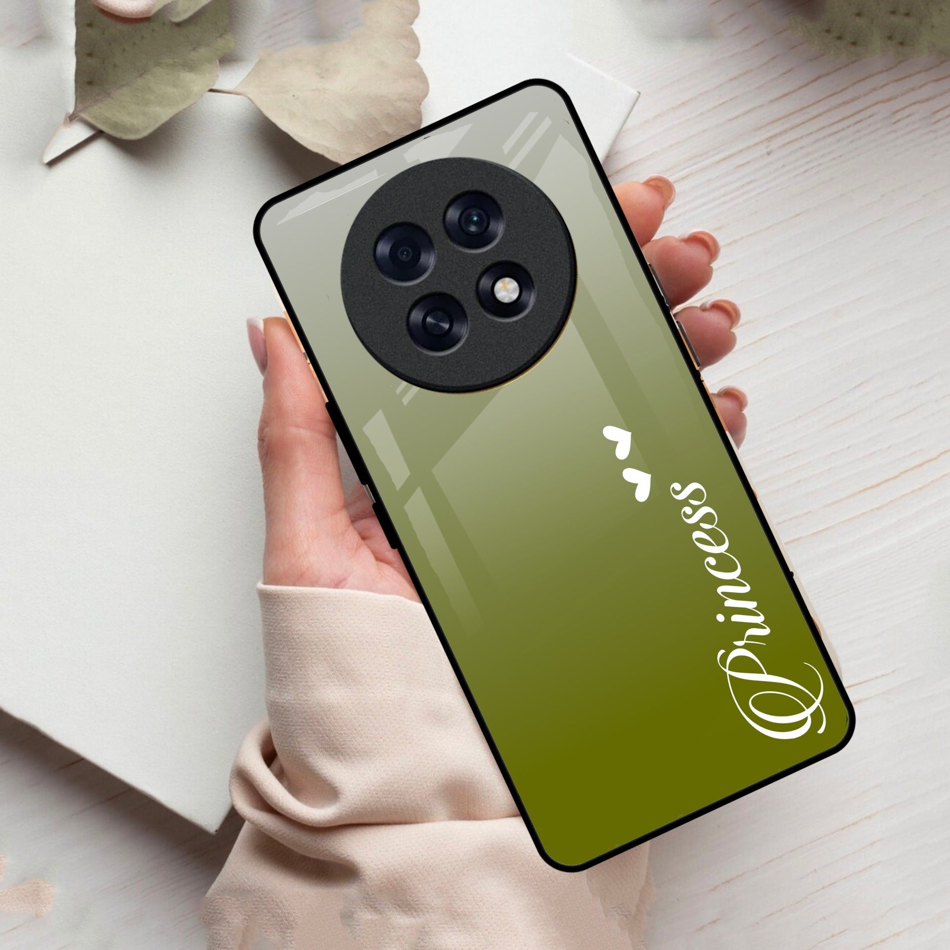 Customize Name Gradient Glass Case Cover Mint Green For Oppo