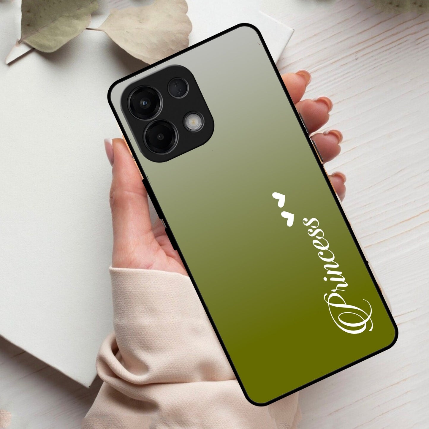 Customize Name Gradient Glass Case Cover Mint Green For Oppo