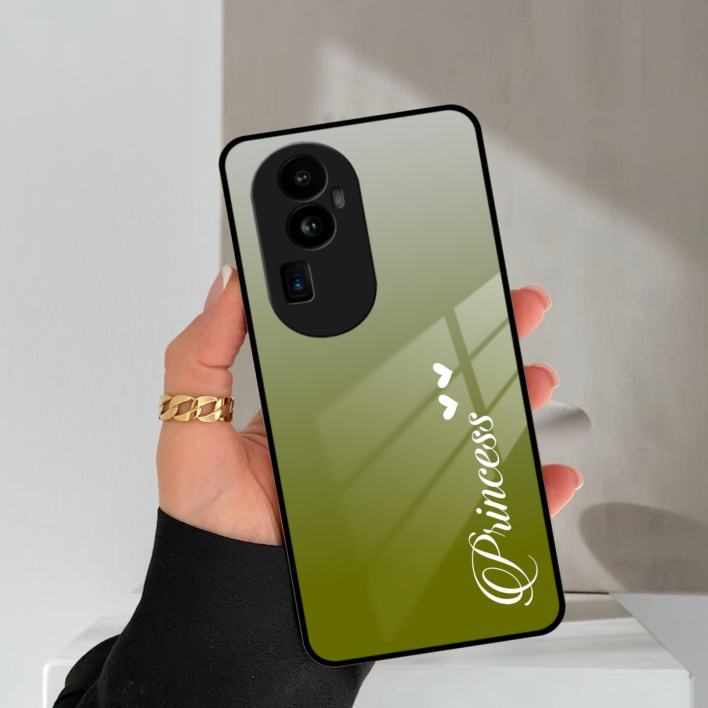 Customize Name Gradient Glass Case Cover Mint Green For Oppo