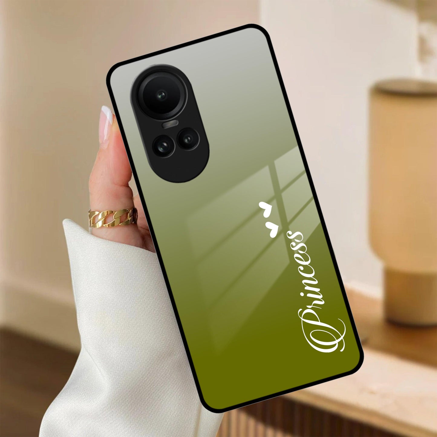 Customize Name Gradient Glass Case Cover Mint Green For Oppo