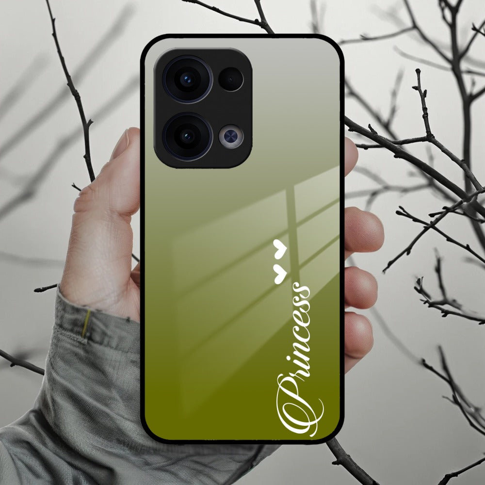 Customize Name Gradient Glass Case Cover Mint Green For Oppo