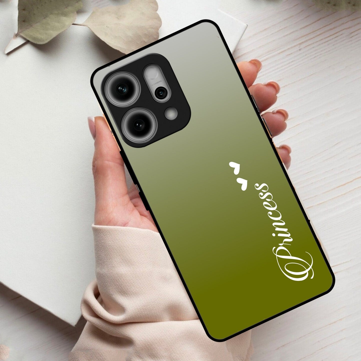 Customize Name Gradient Glass Case Cover Mint Green For Oppo