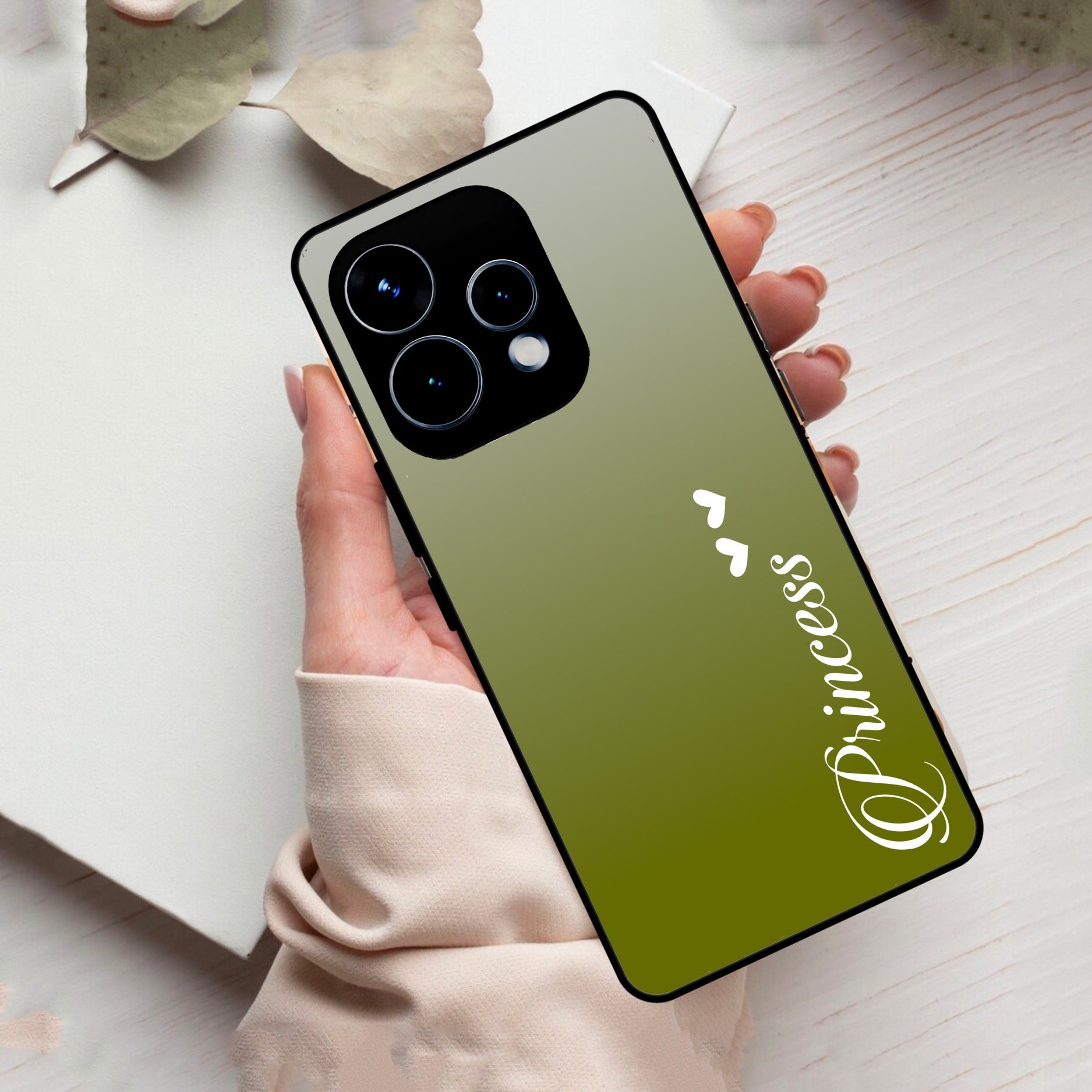 Customize Name Gradient Glass Case Cover Mint Green For Oppo