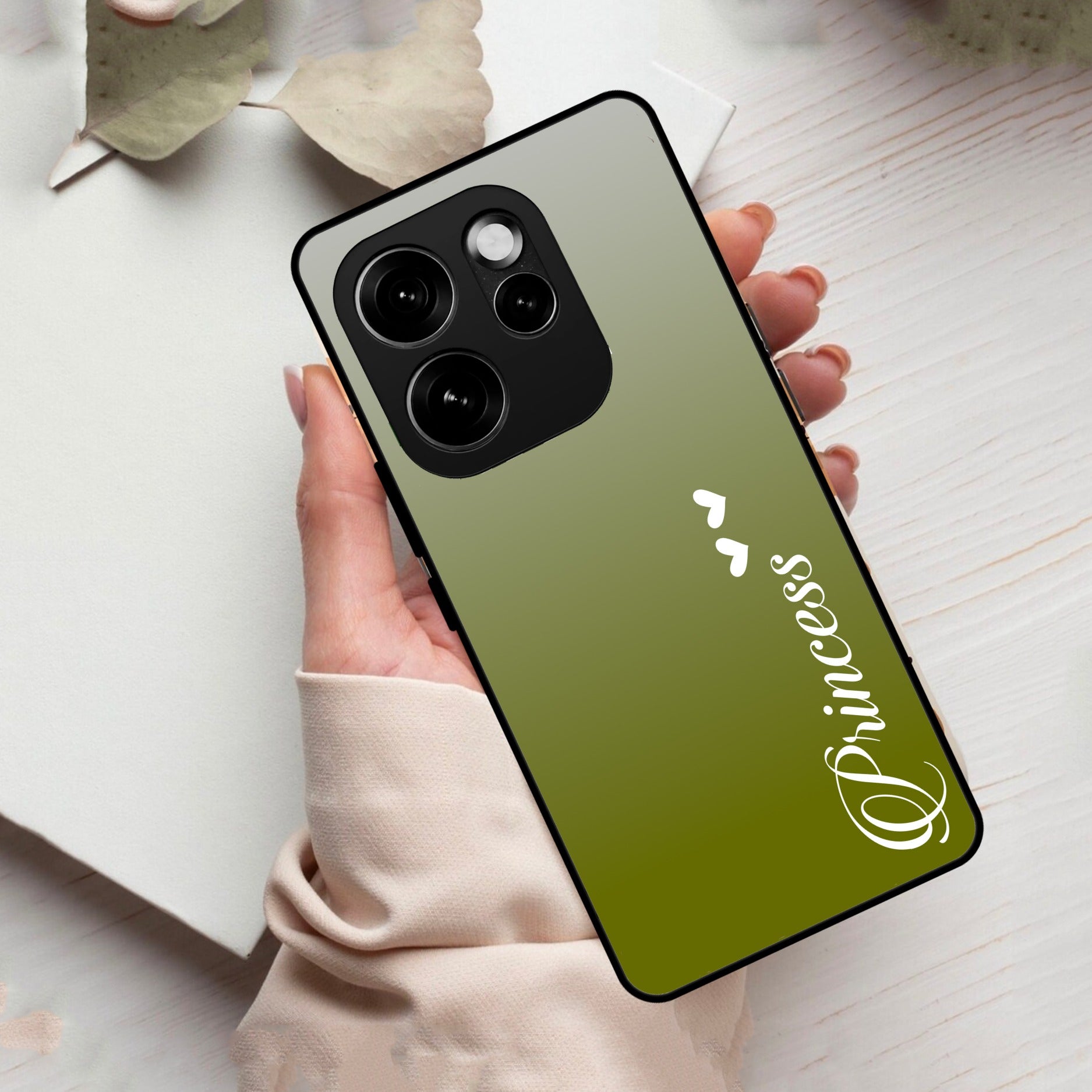 Customize Name Gradient Glass Case Cover Mint Green For Oppo