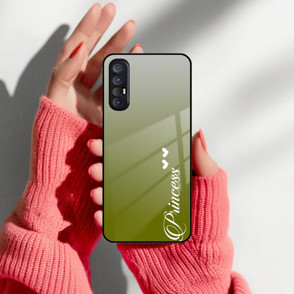 Customize Name Gradient Glass Case Cover Mint Green For Oppo