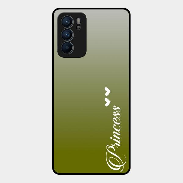 Customize Name Gradient Glass Case Cover Mint Green For Oppo Reno 6 5G