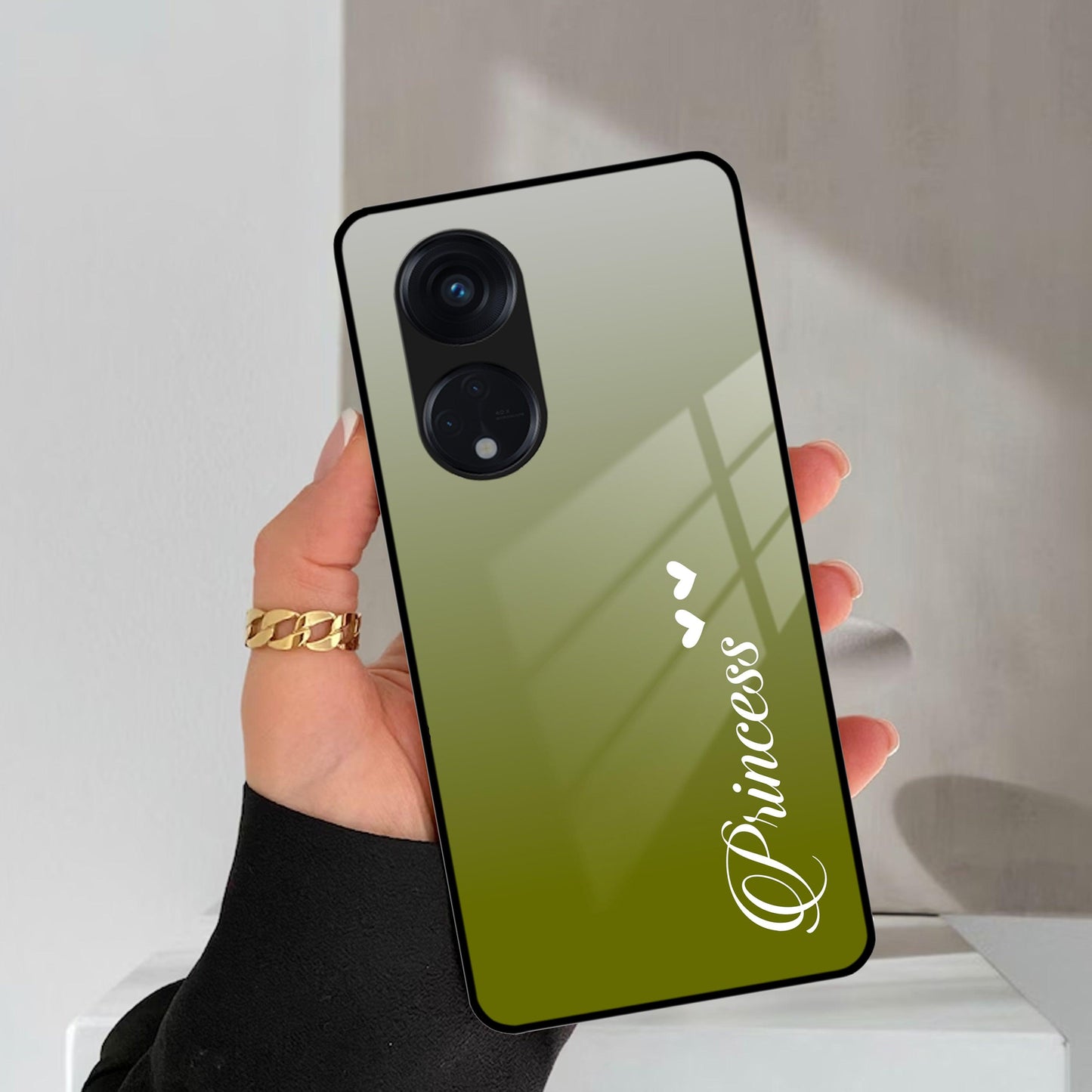 Customize Name Gradient Glass Case Cover Mint Green For Oppo