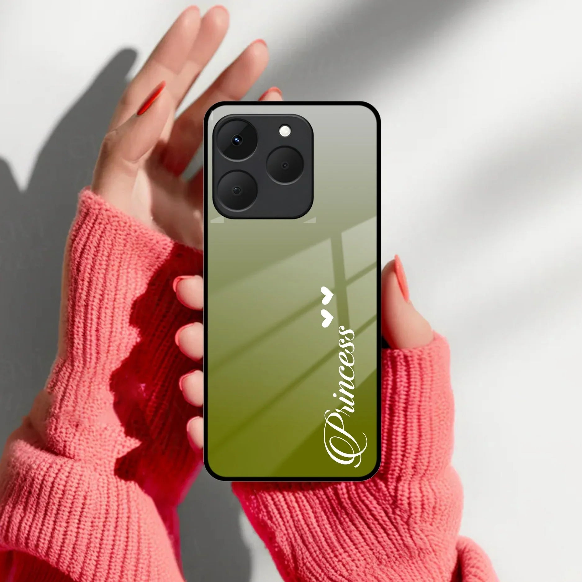 Styles Girl With Flower Glass Case For Realme/Narzo