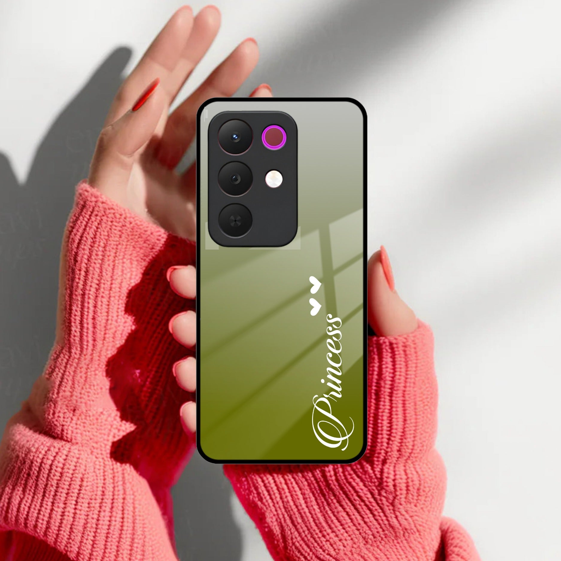 Customize Name Gradient Glass Case Cover Mint Green For Realme/Narzo