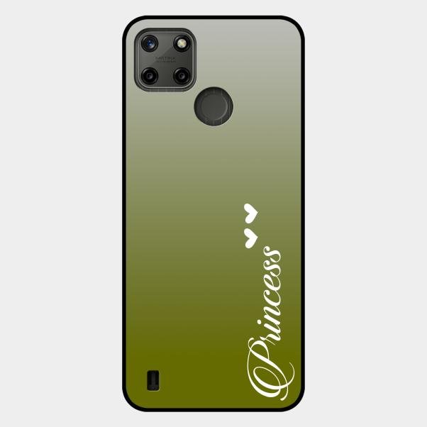 Customize Name Gradient Glass Case Cover Mint Green For Realme C21Y
