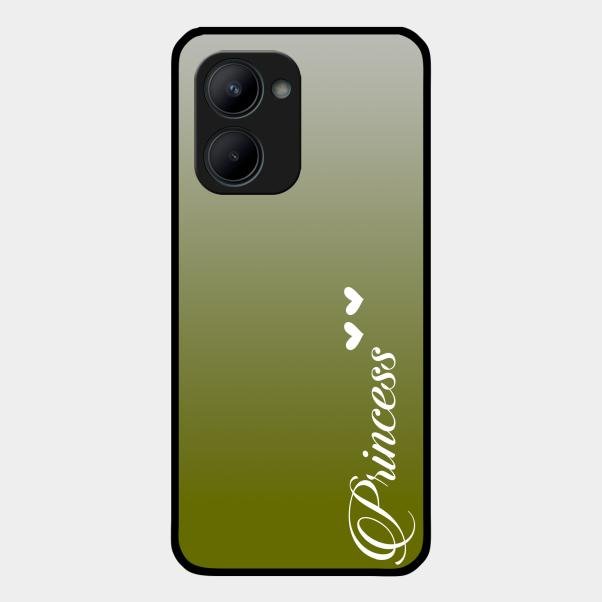 Customize Name Gradient Glass Case Cover Mint Green For Realme C33 2023