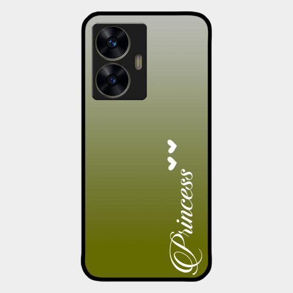 Customize Name Gradient Glass Case Cover Mint Green For Realme C55