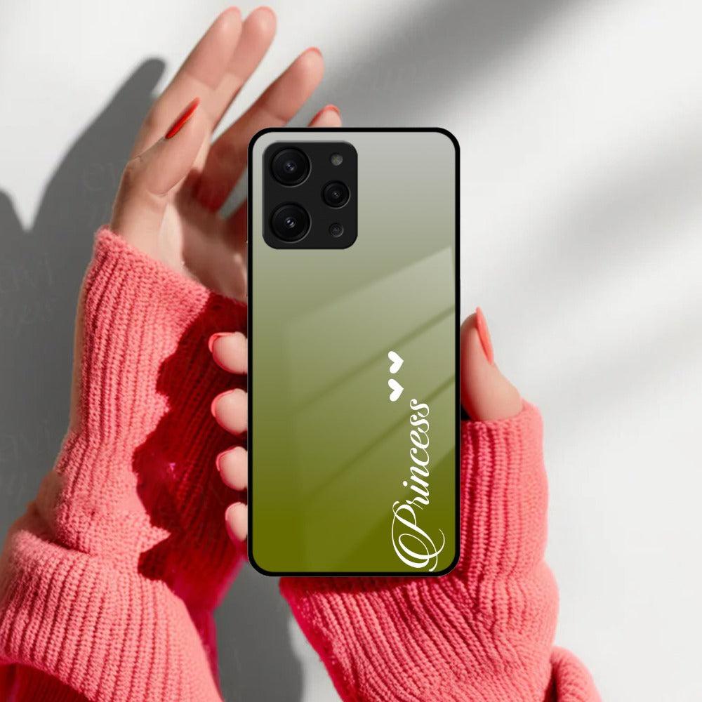 Customize Name Gradient Glass Case Cover Mint Green For Redmi/Xiaomi