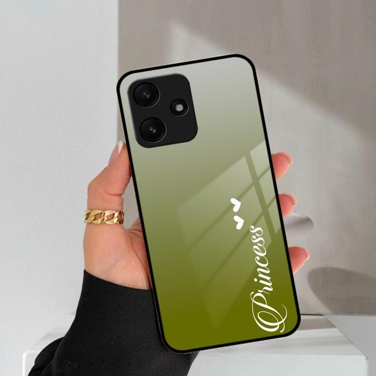 Customize Name Gradient Glass Case Cover Mint Green For Redmi/Xiaomi