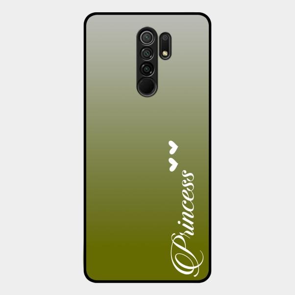 Customize Name Gradient Glass Case Cover Mint Green For Redmi 9 Prime