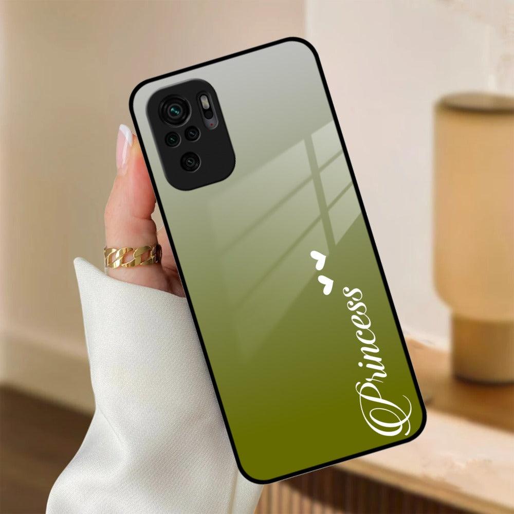 Customize Name Gradient Glass Case Cover Mint Green For Redmi/Xiaomi