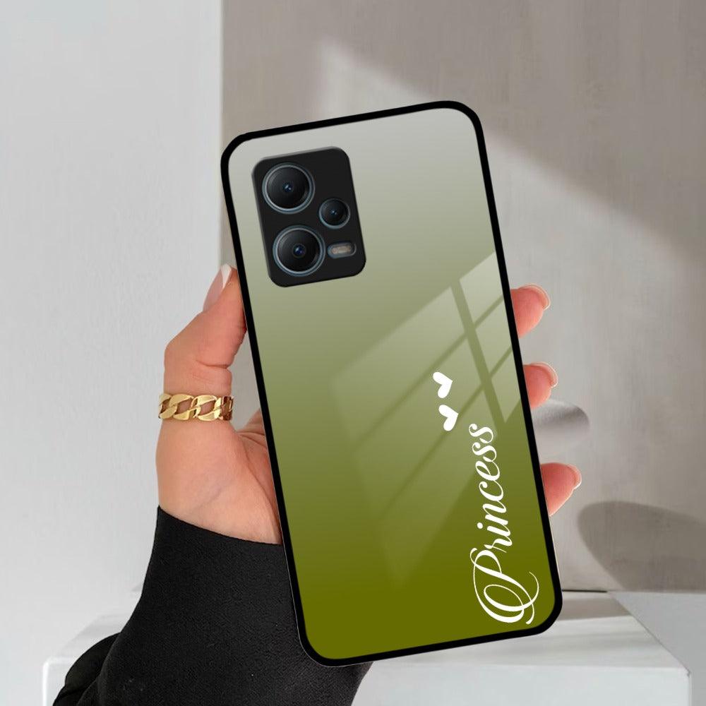 Customize Name Gradient Glass Case Cover Mint Green For Redmi/Xiaomi