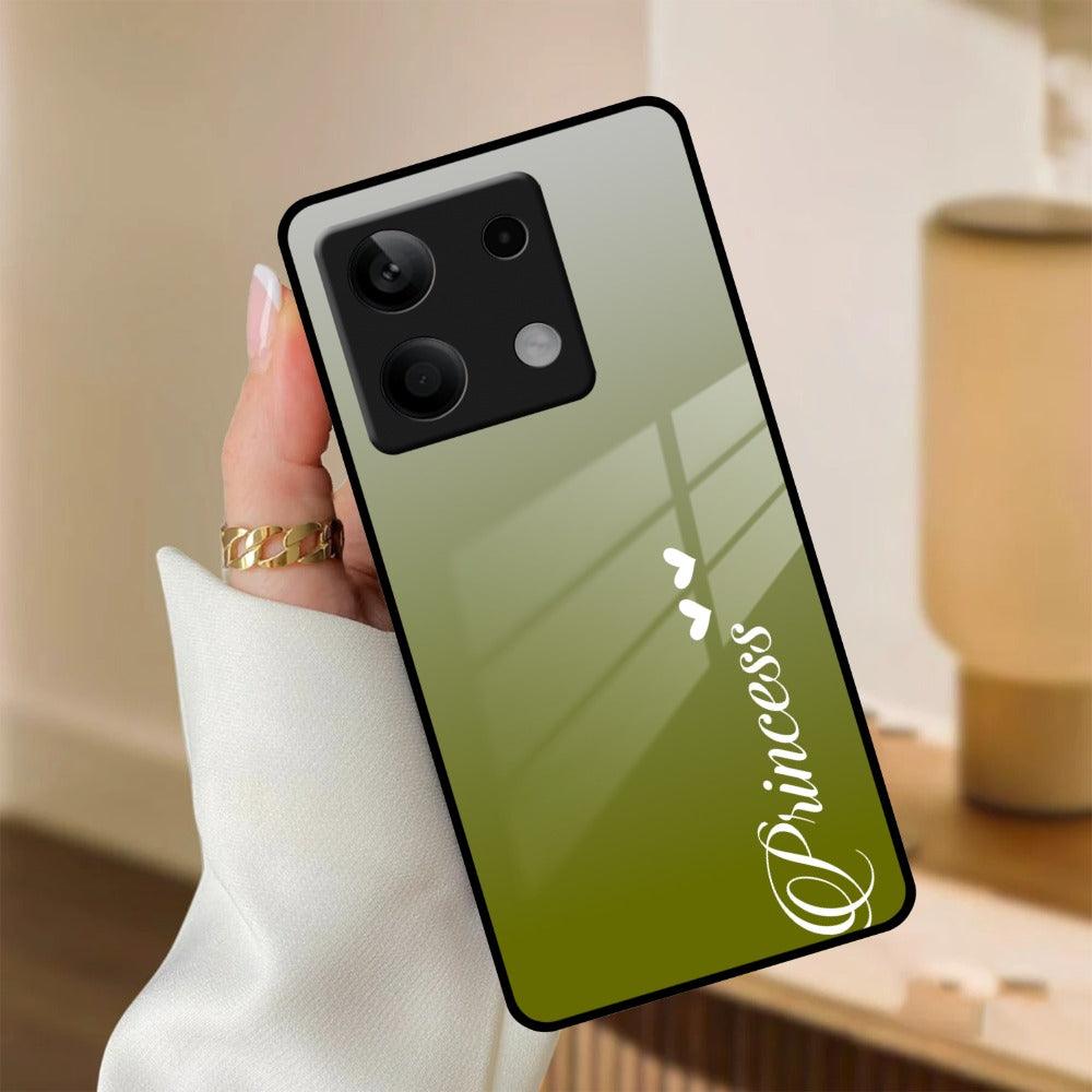 Customize Name Gradient Glass Case Cover Mint Green For Redmi/Xiaomi