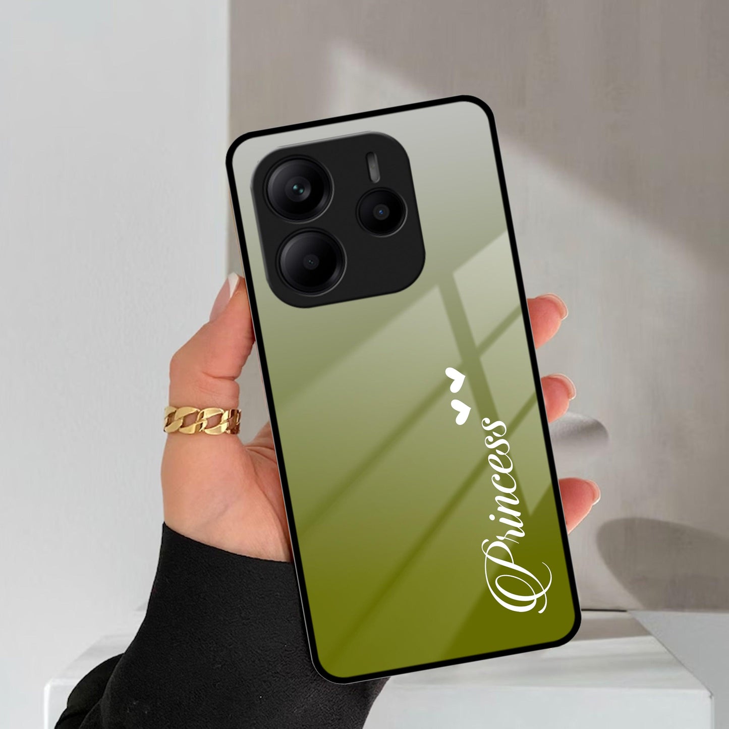 Customize Name Gradient Glass Case Cover Mint Green For Redmi/Xiaomi