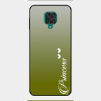 Customize Name Gradient Glass Case Cover Mint Green For Redmi Note 9 Pro Max