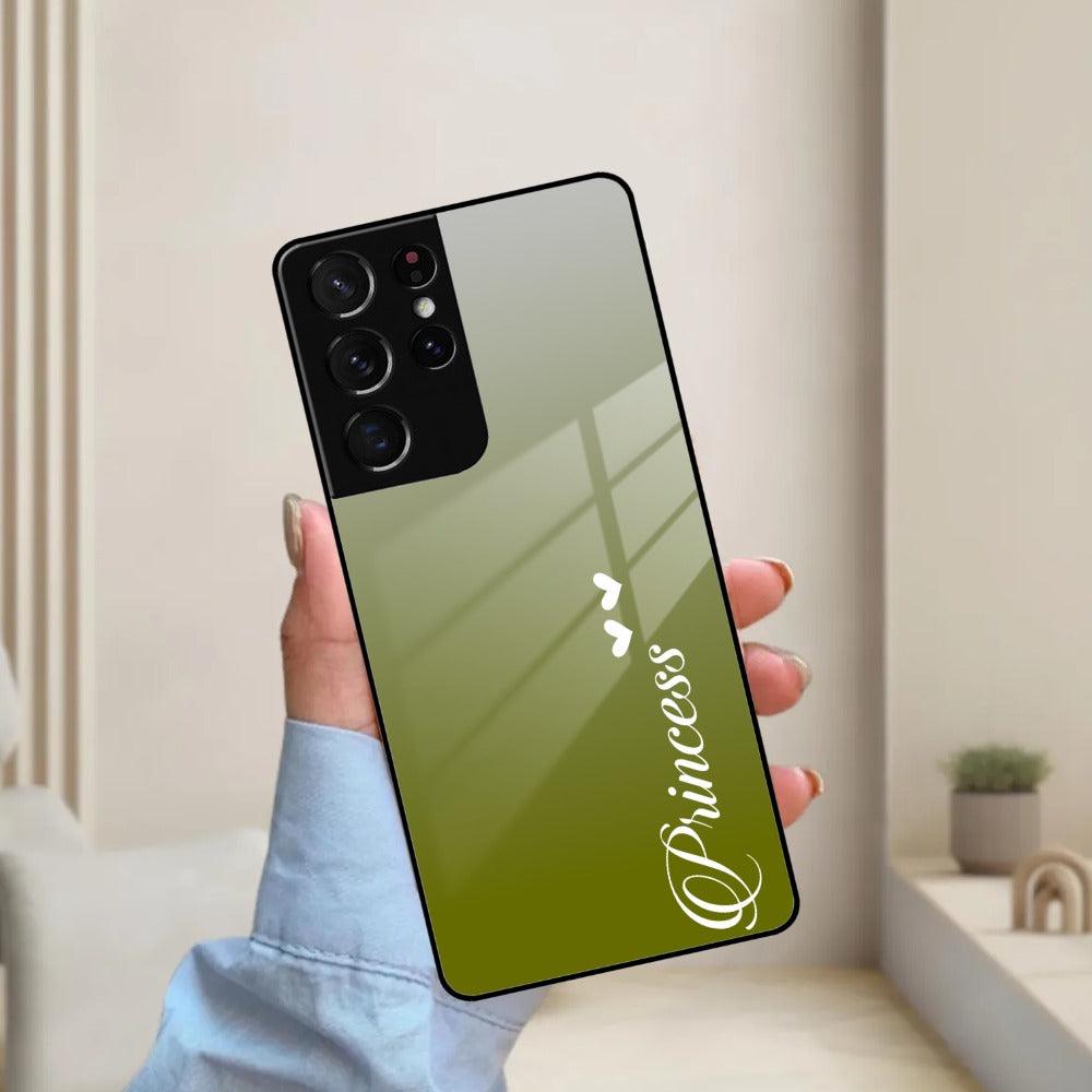 Customize Name Gradient Glass Case Cover Mint Green For Samsung