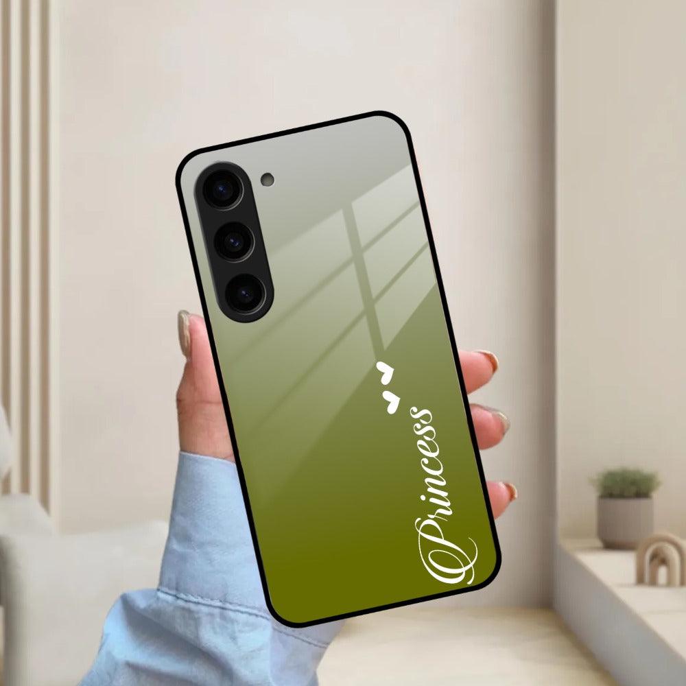 Customize Name Gradient Glass Case Cover Mint Green For Samsung