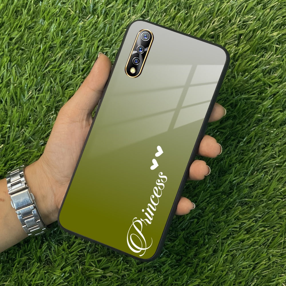Customize Name Gradient Glass Case Cover Mint Green For Vivo