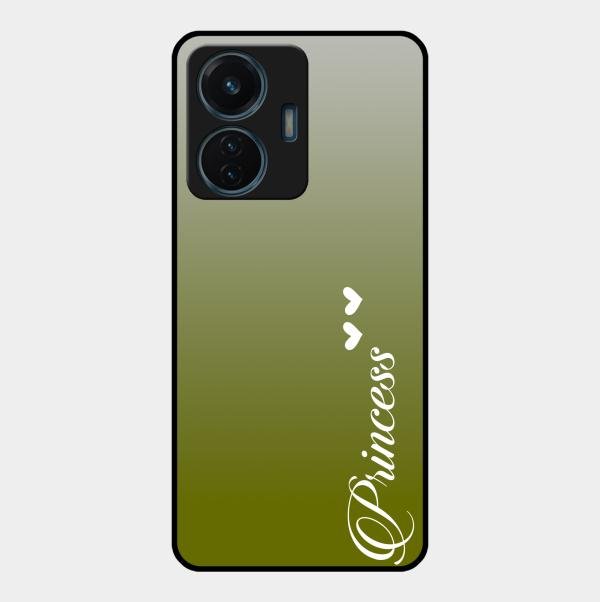 Customize Name Gradient Glass Case Cover Mint Green For Vivo T1 44W 4G