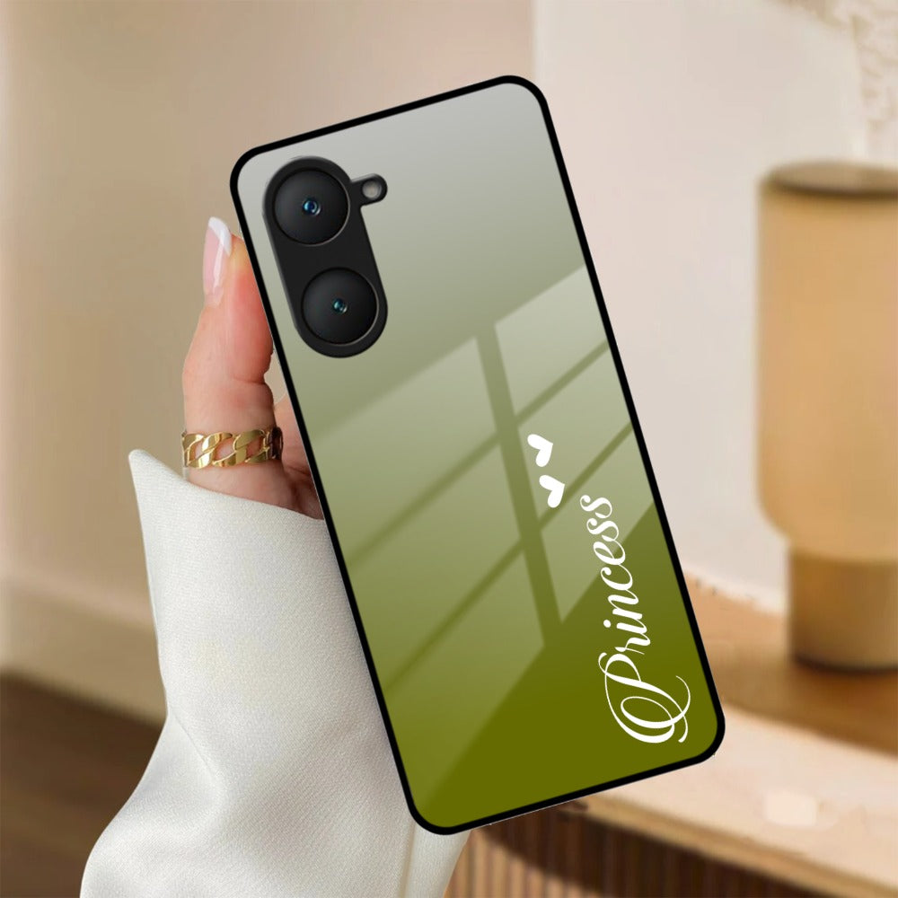 Customize Name Gradient Glass Case Cover Mint Green For Vivo