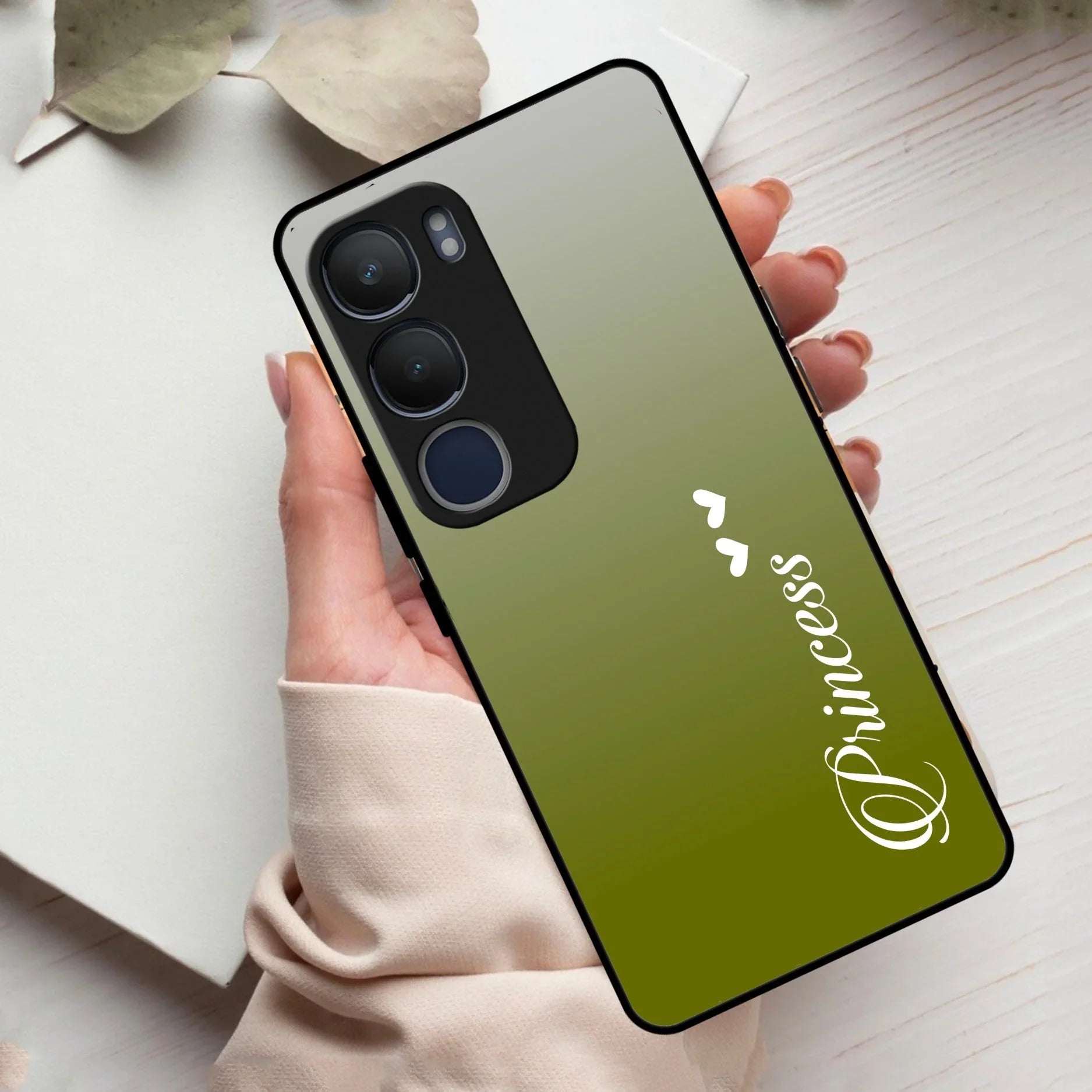 Customize Name Gradient Glass Case Cover Mint Green For Vivo - ShopOnCliQ