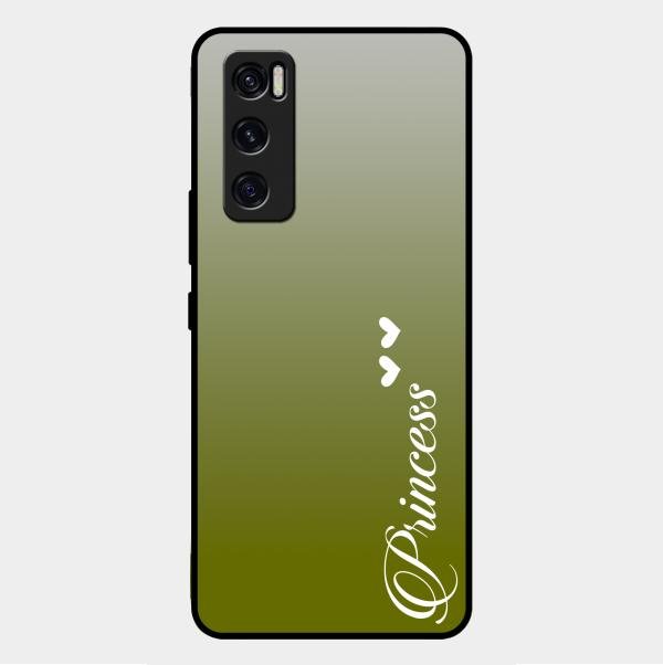 Customize Name Gradient Glass Case Cover Mint Green For Vivo V20 Se