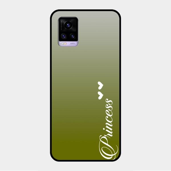 Customize Name Gradient Glass Case Cover Mint Green For Vivo V20